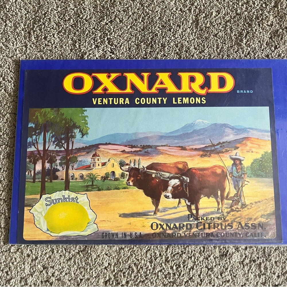 Oxnard Ventura County Lemons Vintage Sign Antique box label